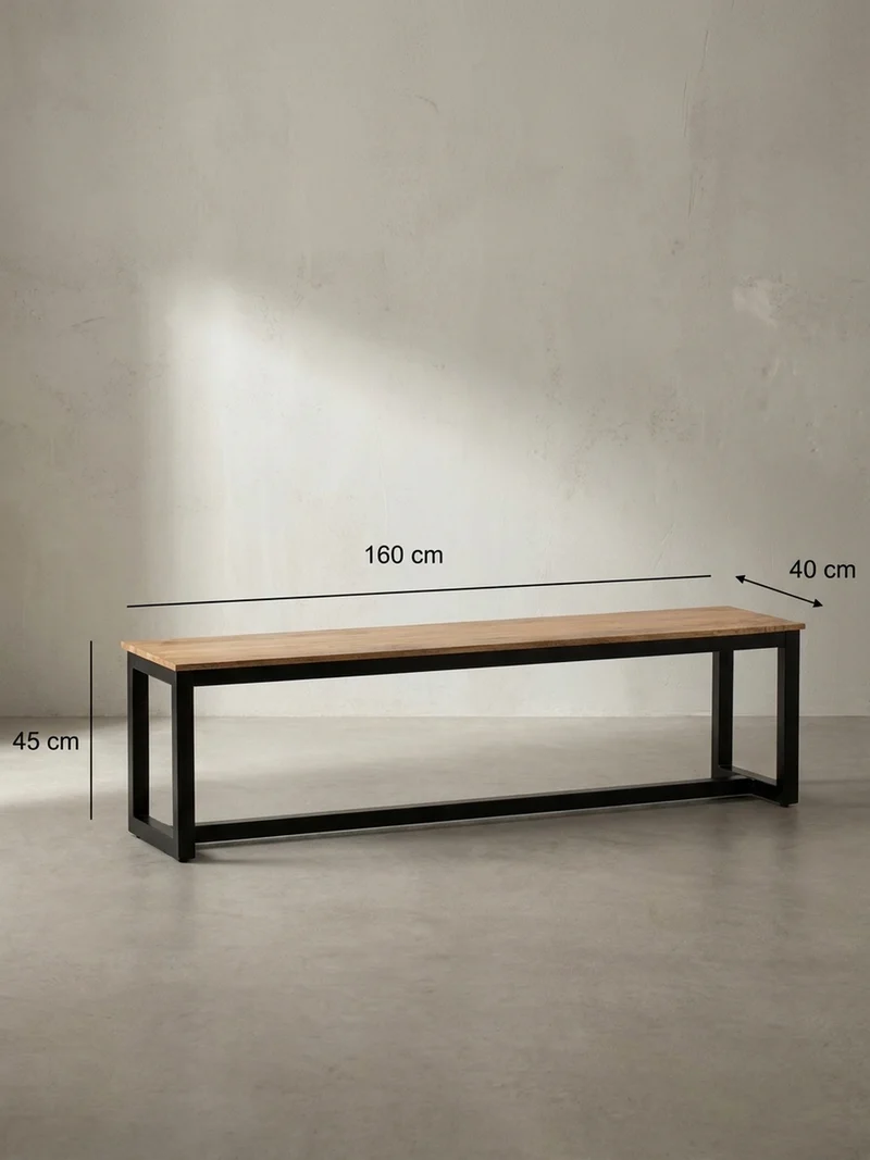 Esszimmerbank Massivholz Metall Loft-Stil ohne Lehne