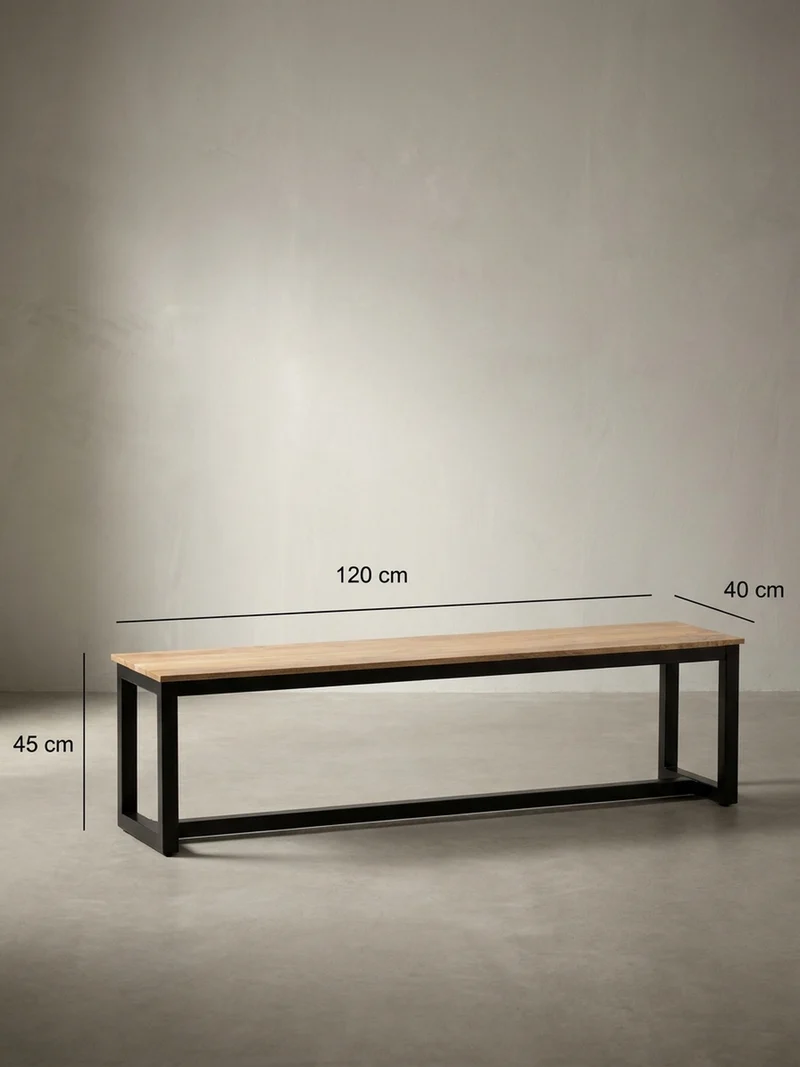 Esszimmerbank Massivholz Metall Loft-Stil ohne Lehne