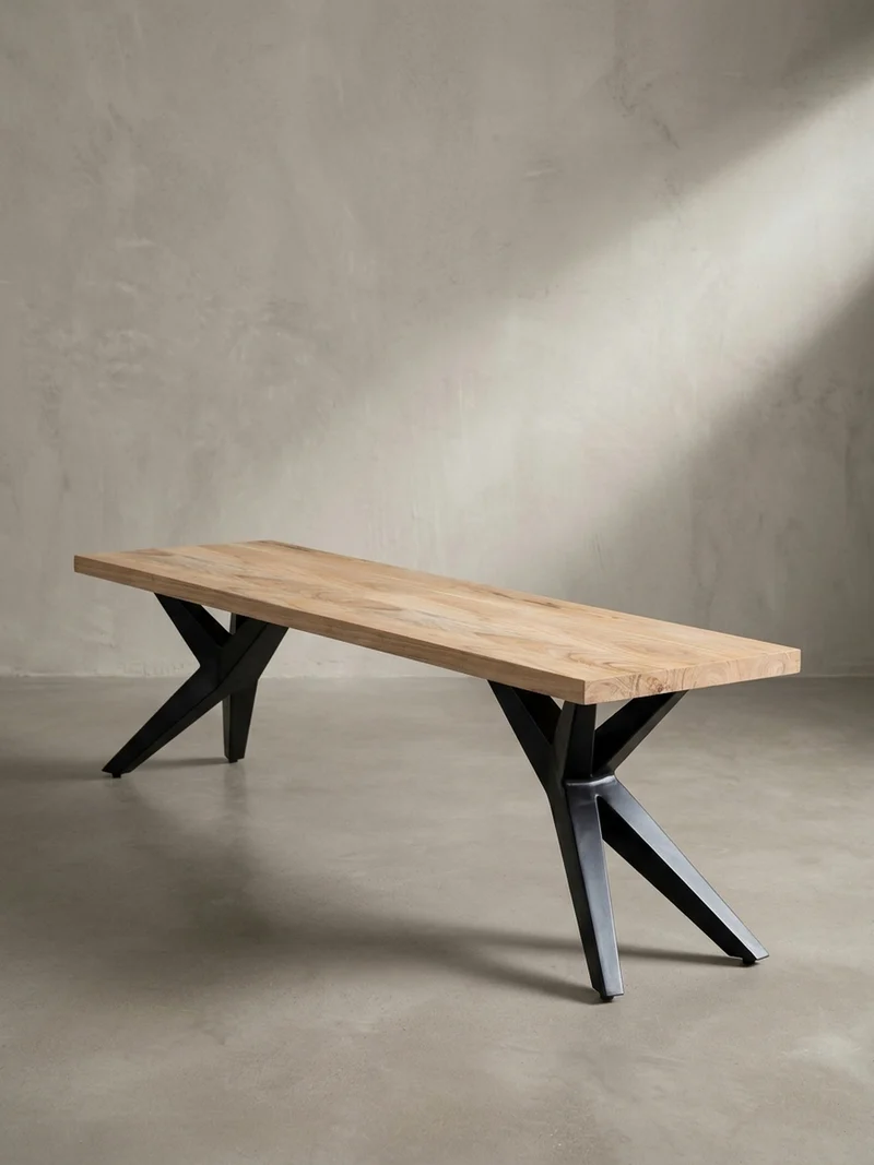 Esszimmerbank Massivholz Metall Loft-Stil
