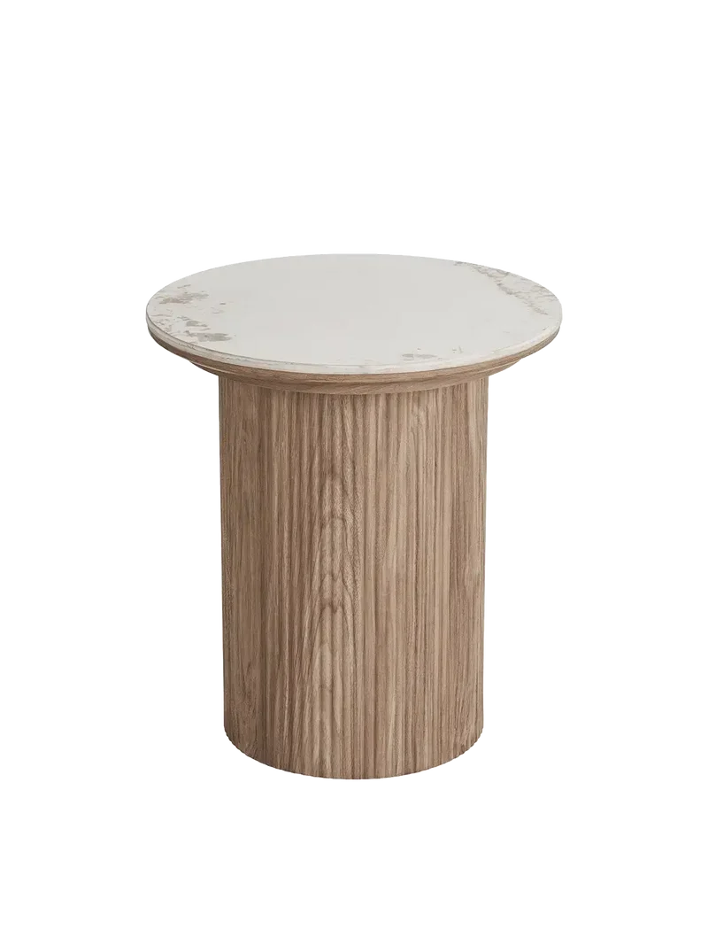 Athens Couchtisch Tischplatte aus Keramik, weiß/braun