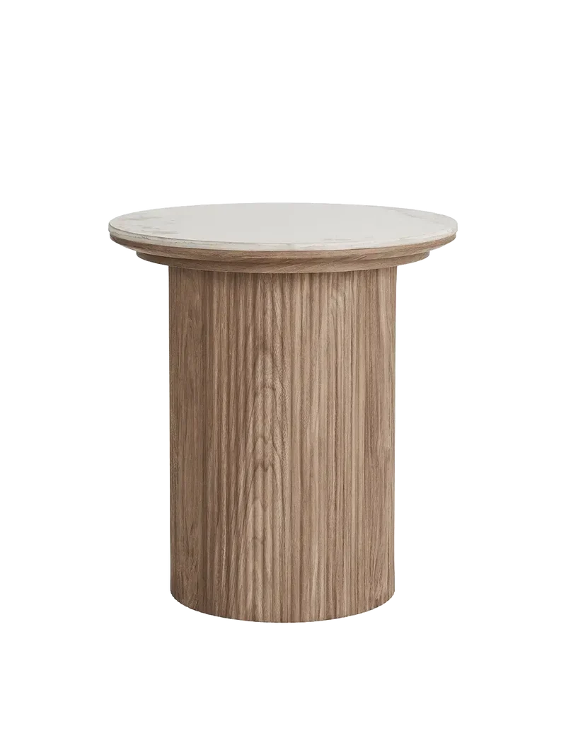 Athens Couchtisch Tischplatte aus Keramik, weiß/braun