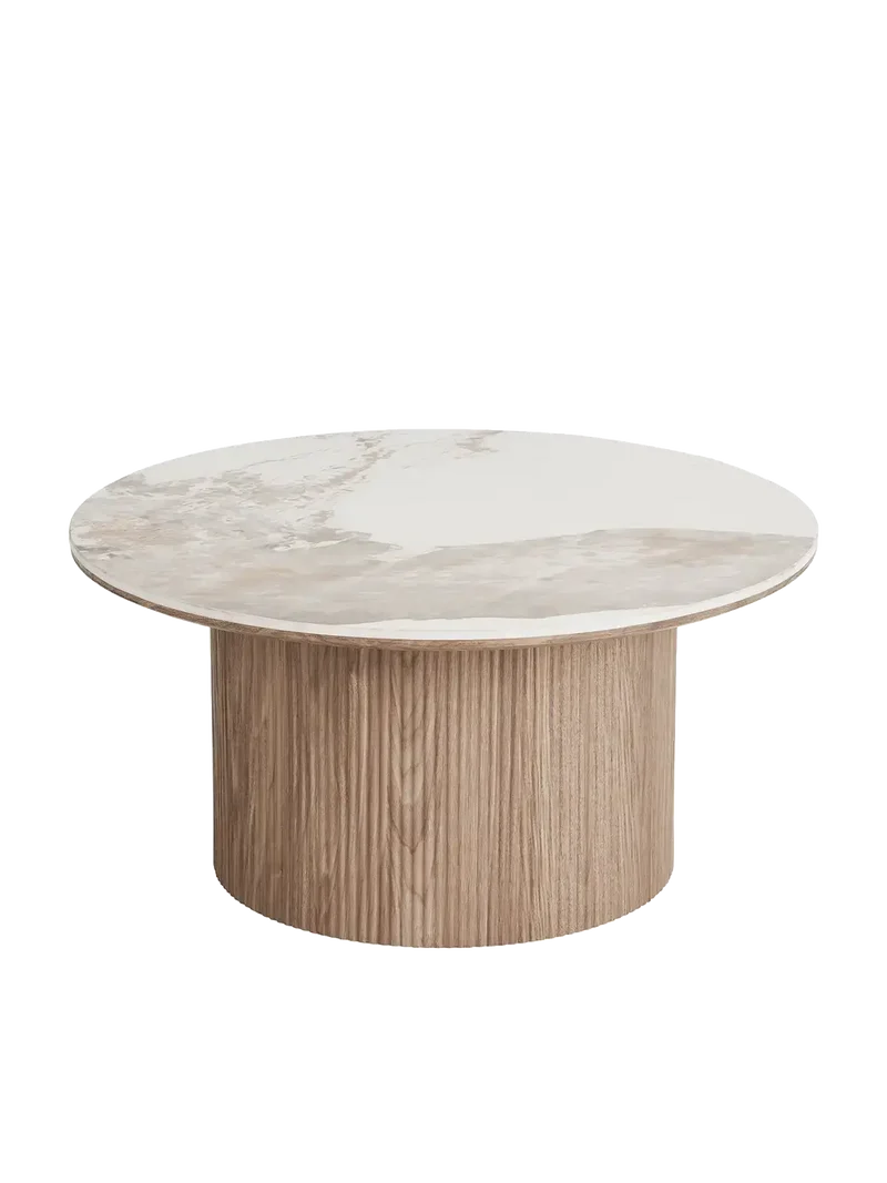 Athens Couchtisch Tischplatte aus Keramik, weiß/braun