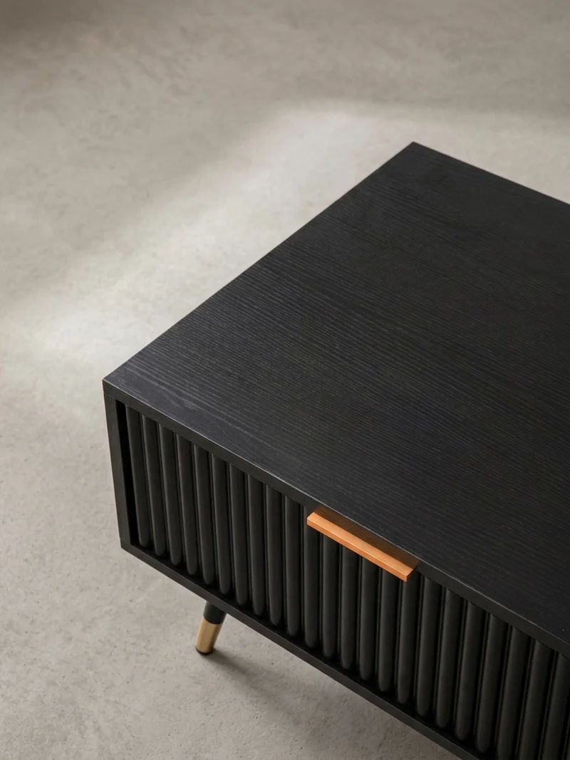 Couchtisch Schwarz Eiche-Dekor mit Stauraum 110x60x43 cm Metallbeine