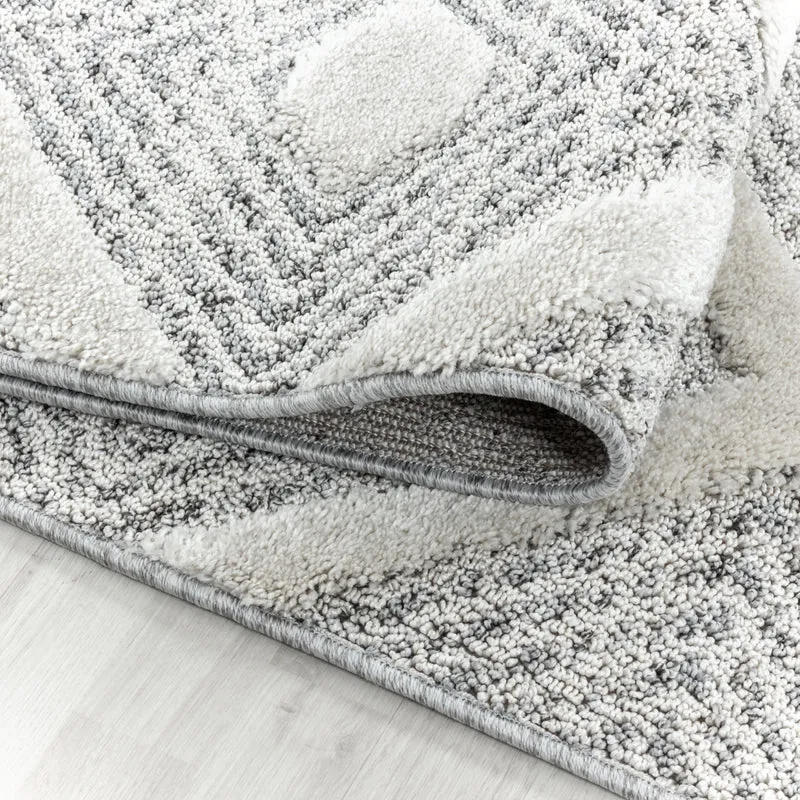 3D Hochflor-Teppich Rauten mit Punktstruktur – Waschbar | Hoch-Tief-Effekt | 2,00 cm Florhöhe für Wohnkomfort