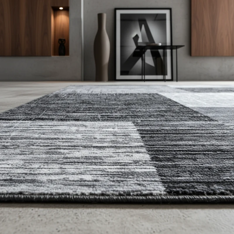 Kurzflor-Teppich Abstraktes Karo – Waschbar & Strapazierfähig | 249k Noppen pro m² für Langlebigkeit