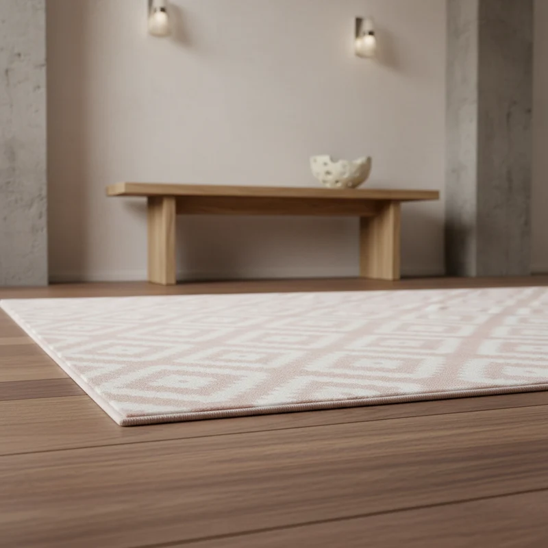 Kurzflor-Teppich Geometrisch – Waschbar & Strapazierfähig | Heatset-Veredelung für Wolloptik