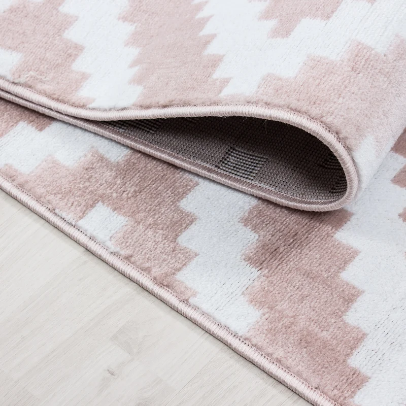 Kurzflor-Teppich Geometrisch – Waschbar & Strapazierfähig | Heatset-Veredelung für Wolloptik