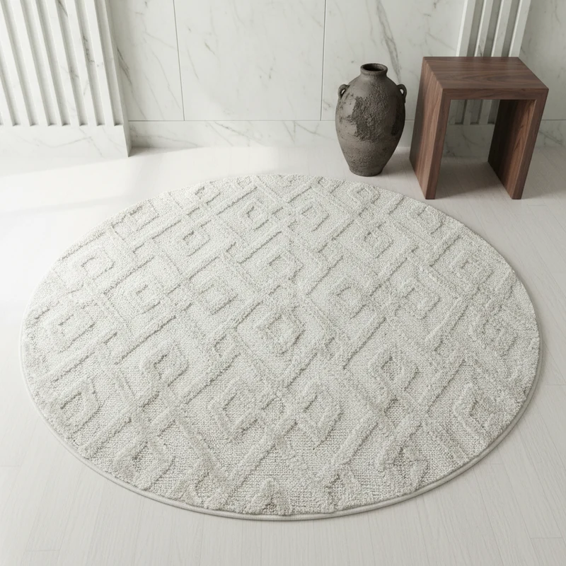 3D Hochflor-Teppich Labyrinth-Muster – Waschbar | Hoch-Tief-Effekt | 2,00 cm Florhöhe für Wohlfühlambiente