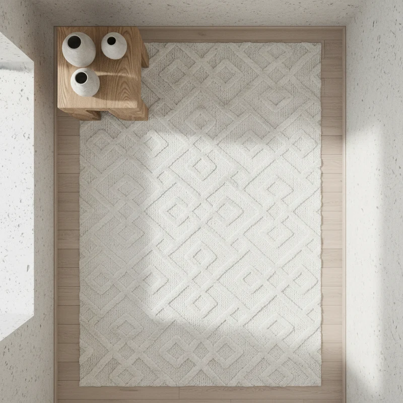 3D Hochflor-Teppich Labyrinth-Muster – Waschbar | Hoch-Tief-Effekt | 2,00 cm Florhöhe für Wohlfühlambiente