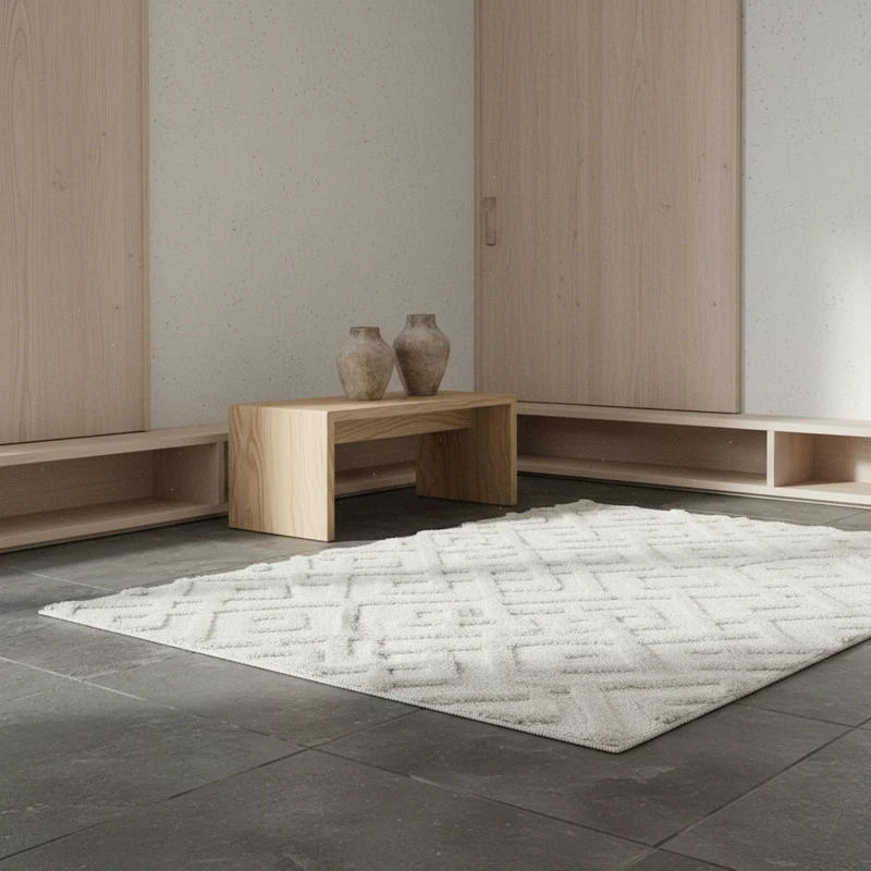3D Hochflor-Teppich Labyrinth-Muster – Waschbar | Hoch-Tief-Effekt | 2,00 cm Florhöhe für Wohlfühlambiente