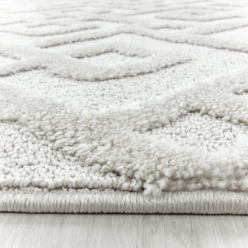 3D Hochflor-Teppich Labyrinth-Muster – Waschbar | Hoch-Tief-Effekt | 2,00 cm Florhöhe für Wohlfühlambiente