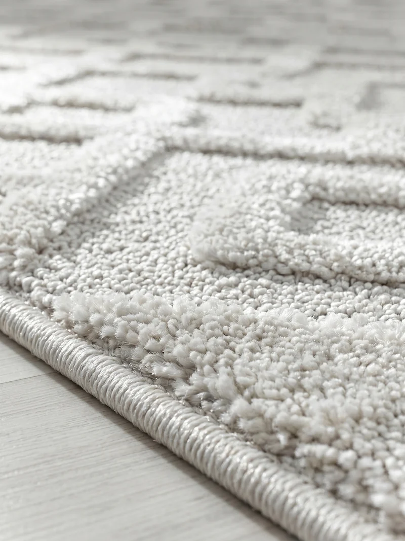 3D Hochflor-Teppich Labyrinth-Muster – Waschbar | Hoch-Tief-Effekt | 2,00 cm Florhöhe für Wohlfühlambiente