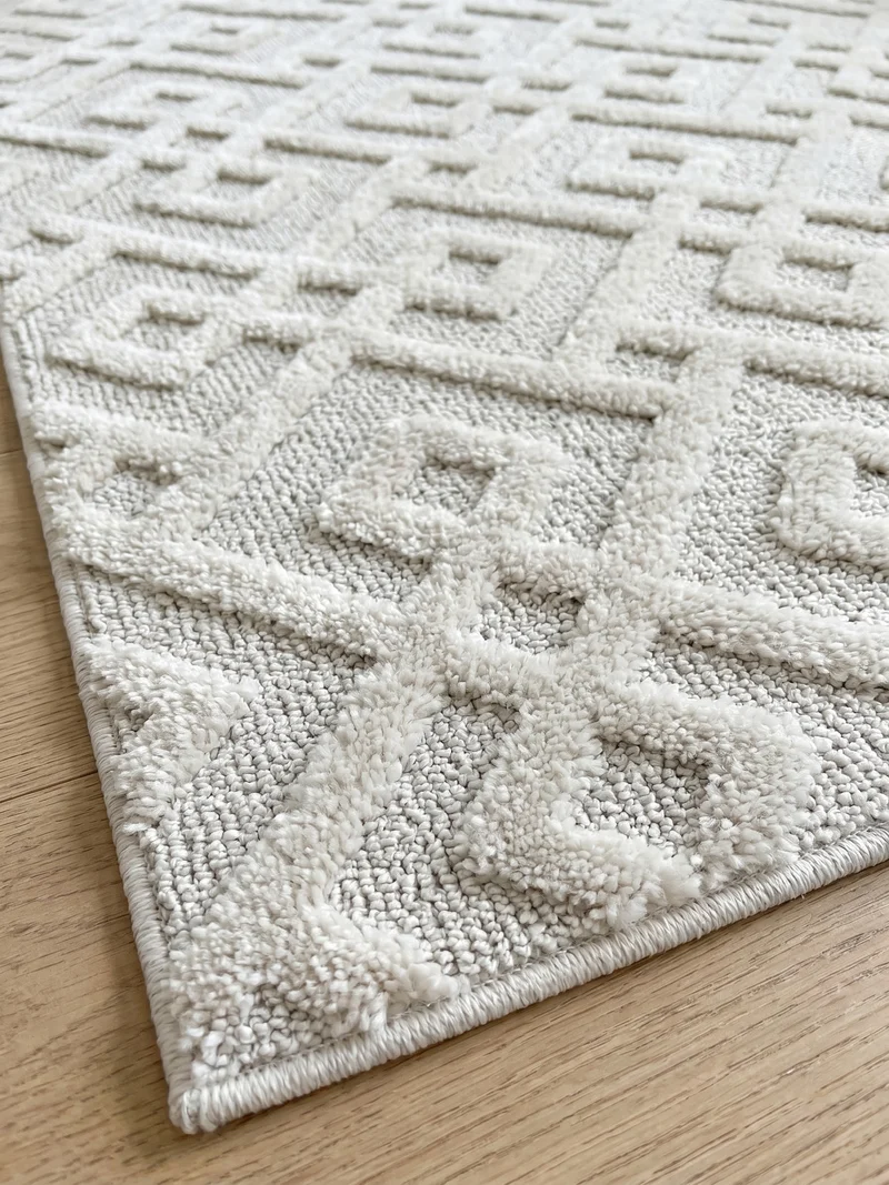 3D Hochflor-Teppich Labyrinth-Muster – Waschbar | Hoch-Tief-Effekt | 2,00 cm Florhöhe für Wohlfühlambiente