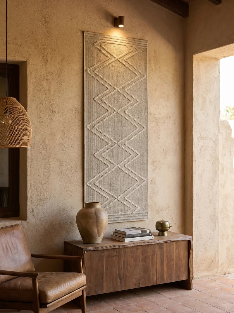 Outdoor-Teppich Diagonales Linienmuster – Waschbar | Geometrischer Boho für Balkon