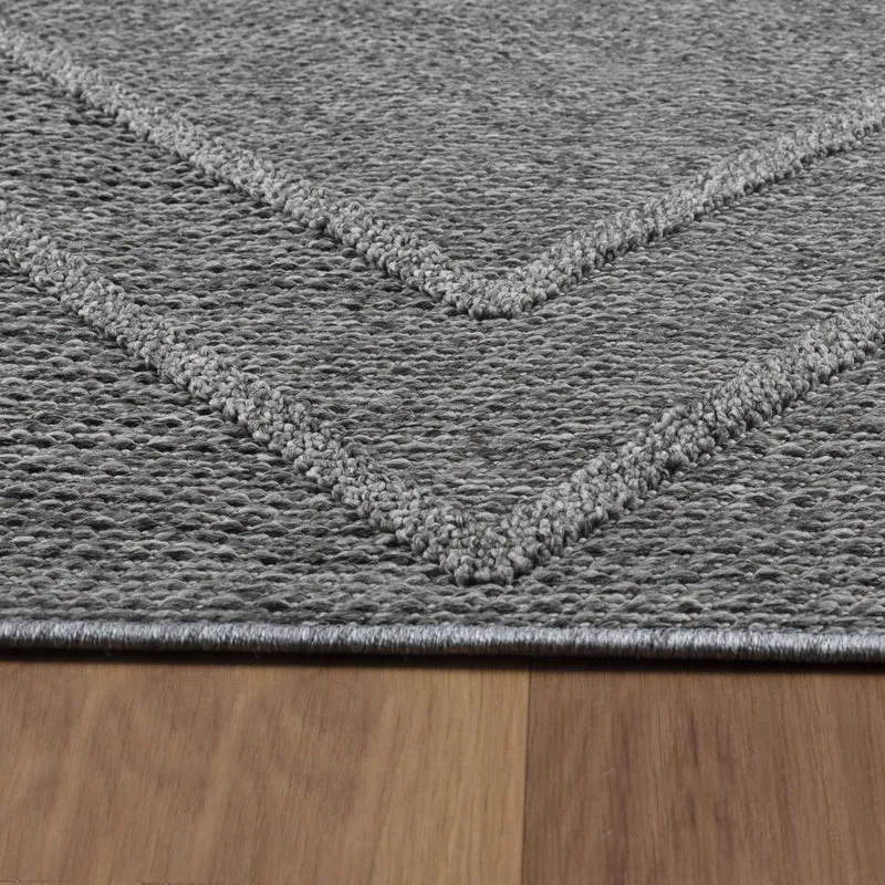 Outdoor-Teppich Diagonales Linienmuster – Waschbar | Geometrischer Boho für Balkon