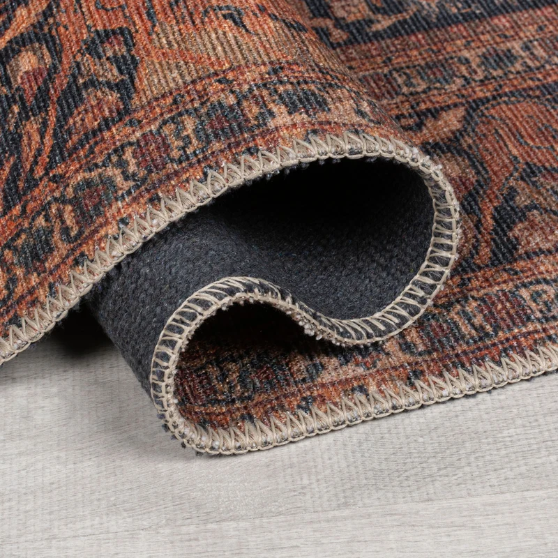Waschbarer Flachgewebe-Teppich · Ornament Rot