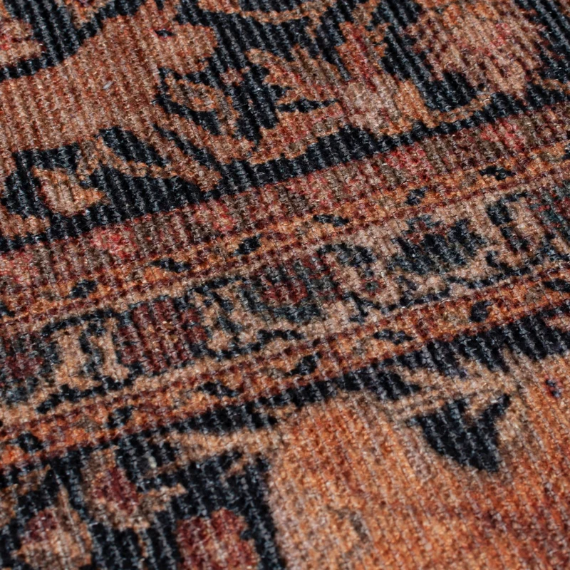 Waschbarer Flachgewebe-Teppich · Ornament Rot