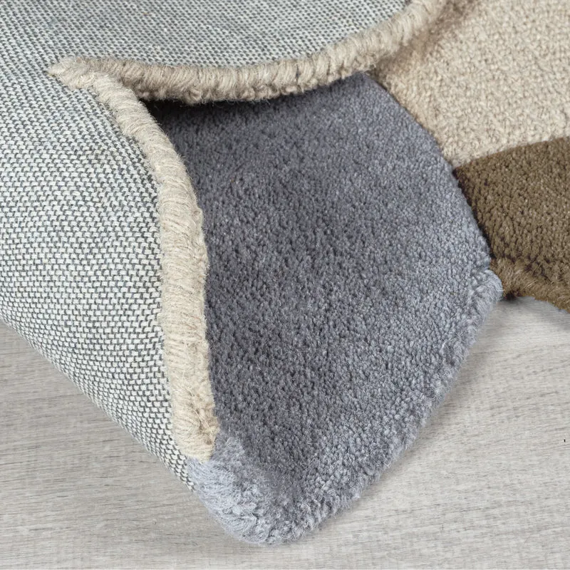 Wollteppich mit Rahmenmotiv · Wellenkante · 12 mm Flor