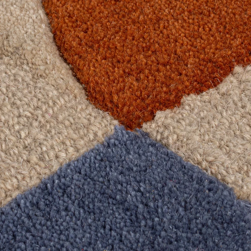 Wollteppich mit Rahmenmotiv · Wellenkante · 12 mm Flor