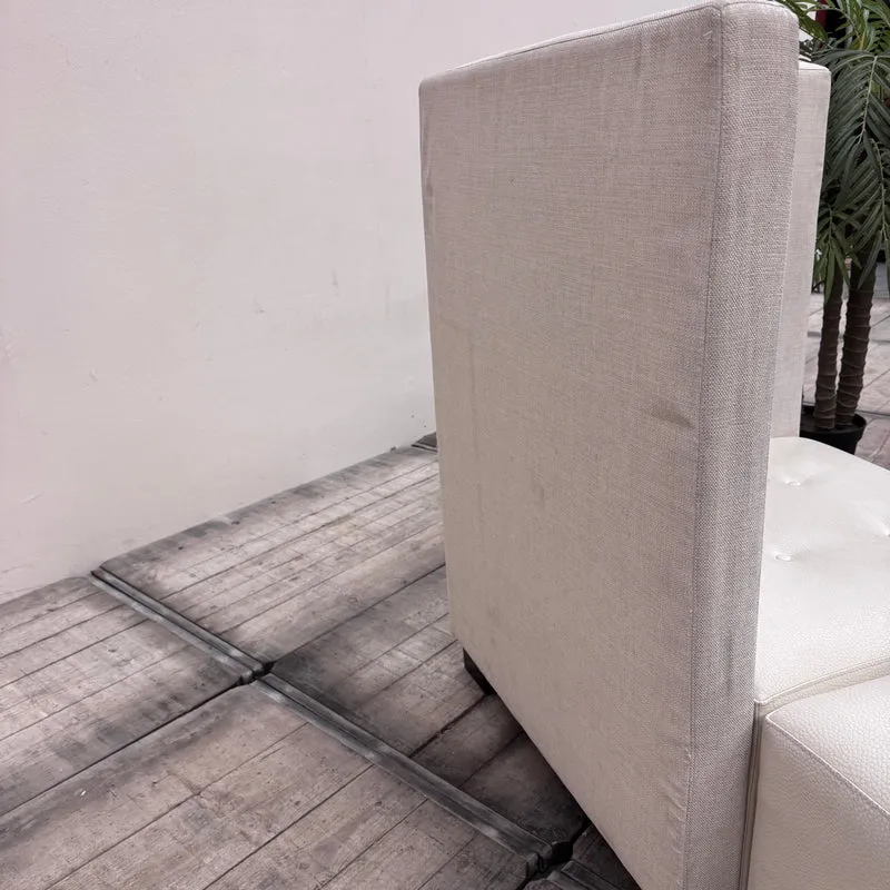 Ecksofa Modul Weiß Creme Kunstleder Stoff Lounge-Sitzmöbel Sofa Gebraucht