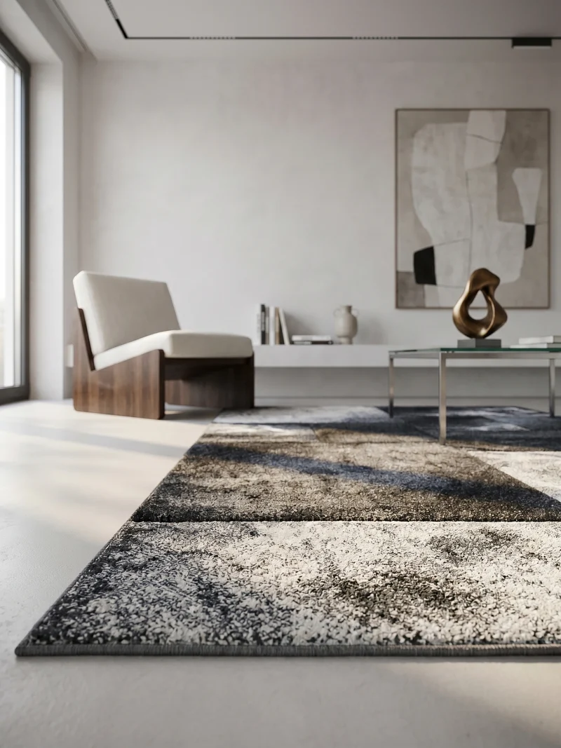 Kurzflor-Teppich Mosaik-Karo – Waschbar | Patchwork-Optik | 246k Noppen pro m² für Langlebigkeit
