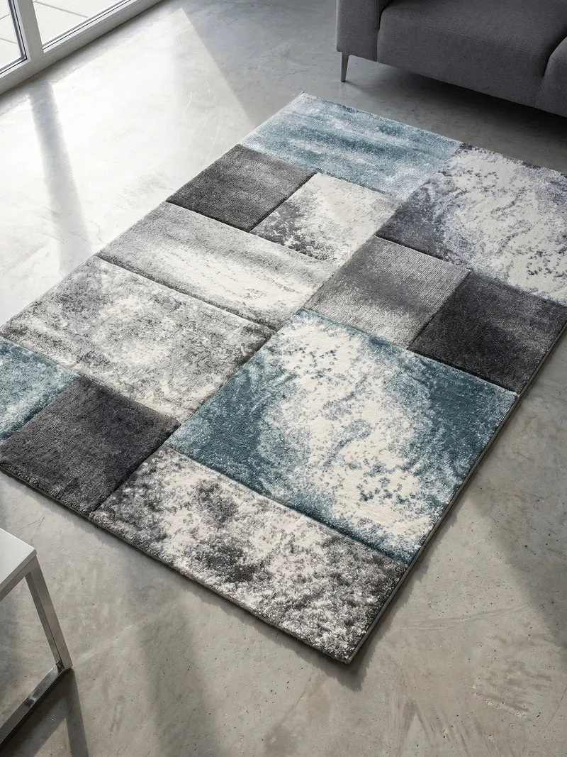 Kurzflor-Teppich Mosaik-Karo – Waschbar | Patchwork-Optik | 246k Noppen pro m² für Langlebigkeit
