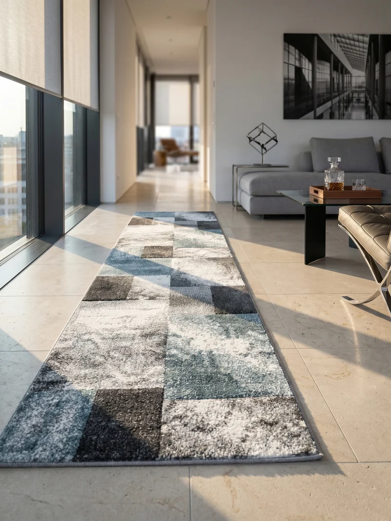 Kurzflor-Teppich Mosaik-Karo – Waschbar | Patchwork-Optik | 246k Noppen pro m² für Langlebigkeit