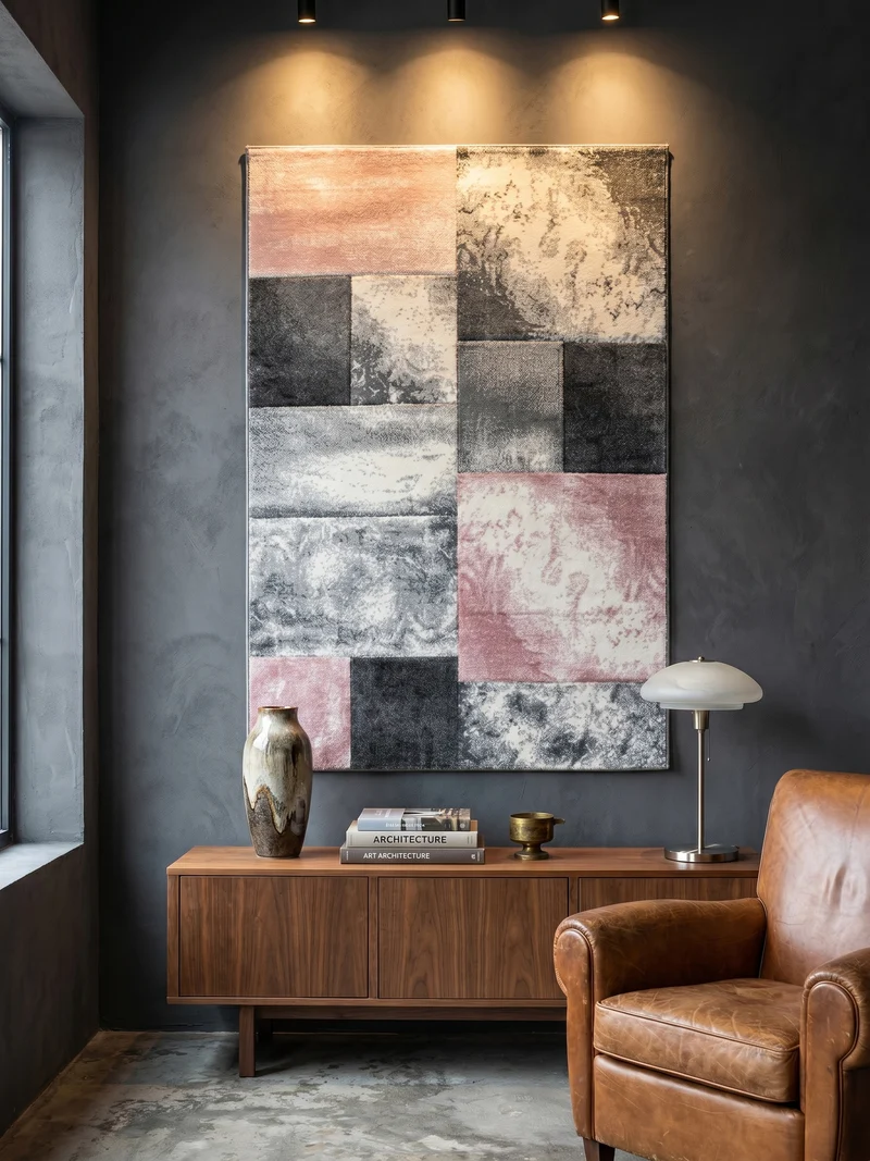 Kurzflor-Teppich Mosaik-Karo – Waschbar | Patchwork-Optik | 246k Noppen pro m² für Langlebigkeit