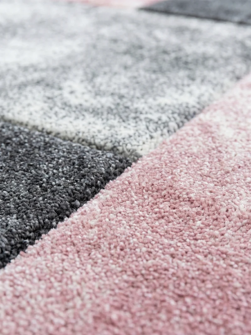 Kurzflor-Teppich Mosaik-Karo – Waschbar | Patchwork-Optik | 246k Noppen pro m² für Langlebigkeit