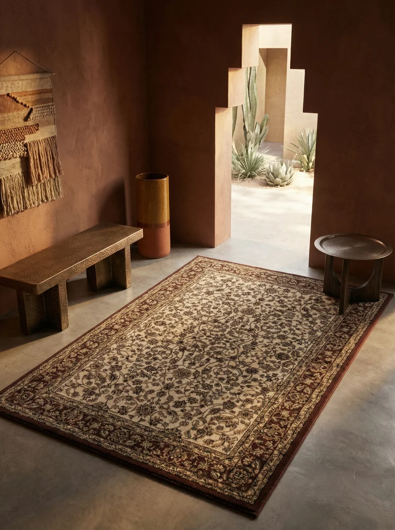 Kurzflor-Teppich Boho Ornament – Waschbar & Strapazierfähig | Saugroboter-geeignet