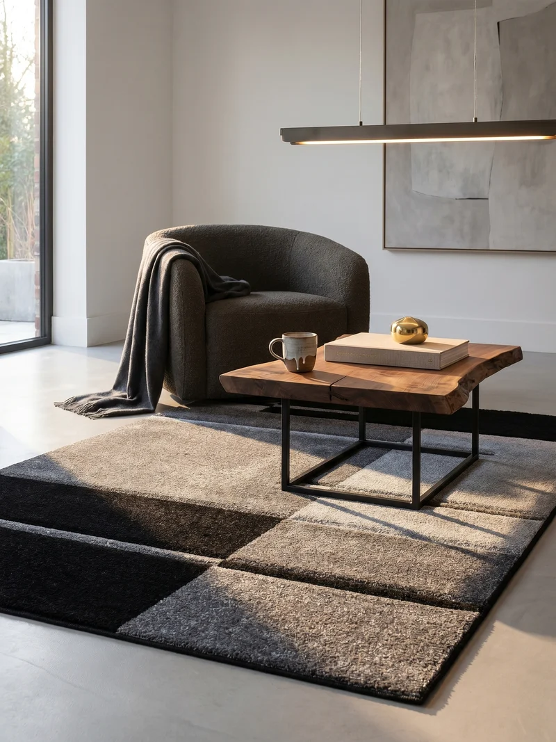 Kurzflor-Teppich Blockstreifen – Waschbar | Modernes Liniendesign | Handgearbeitete Konturen