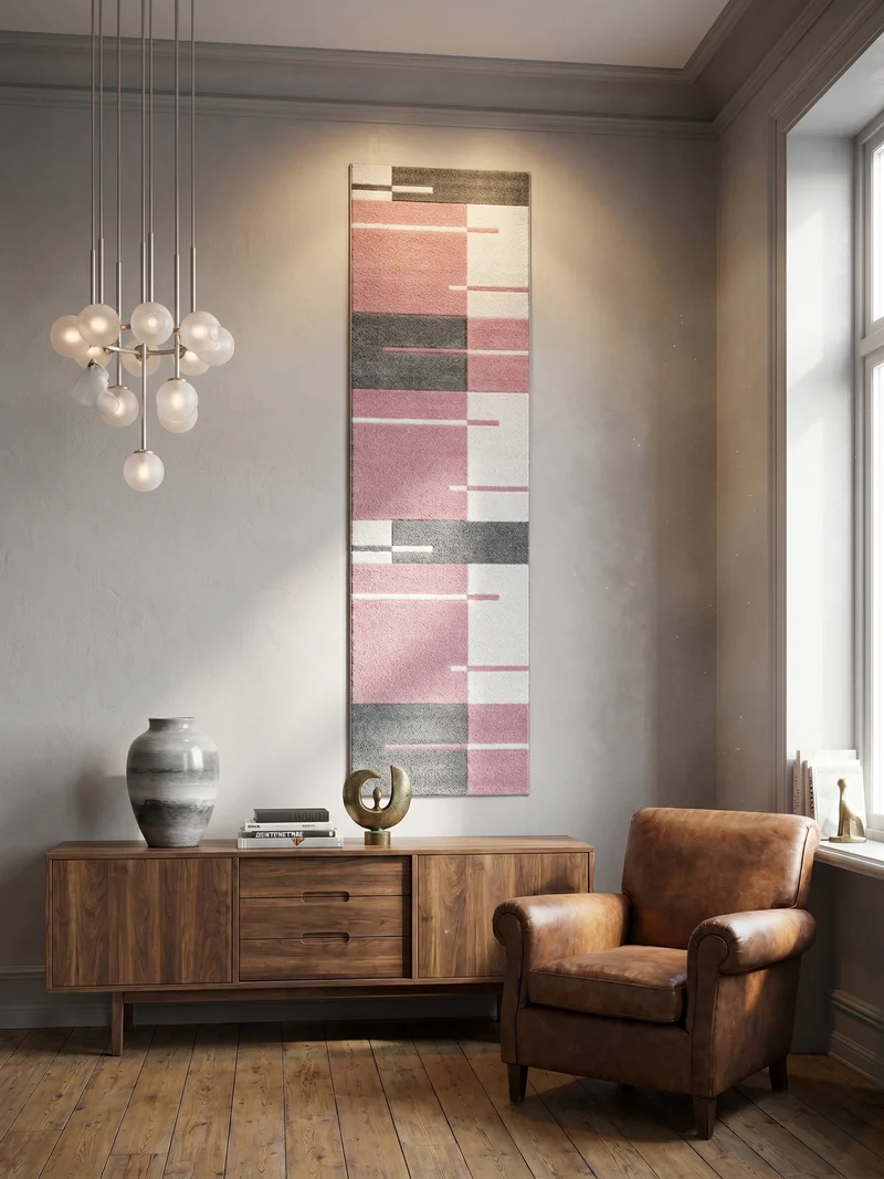 Kurzflor-Teppich Blockstreifen – Waschbar | Modernes Liniendesign | Handgearbeitete Konturen
