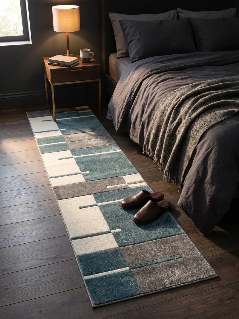 Kurzflor-Teppich Blockstreifen – Waschbar | Modernes Liniendesign | Handgearbeitete Konturen