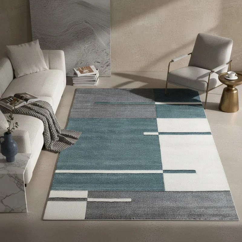 Kurzflor-Teppich Blockstreifen – Waschbar | Modernes Liniendesign | Handgearbeitete Konturen