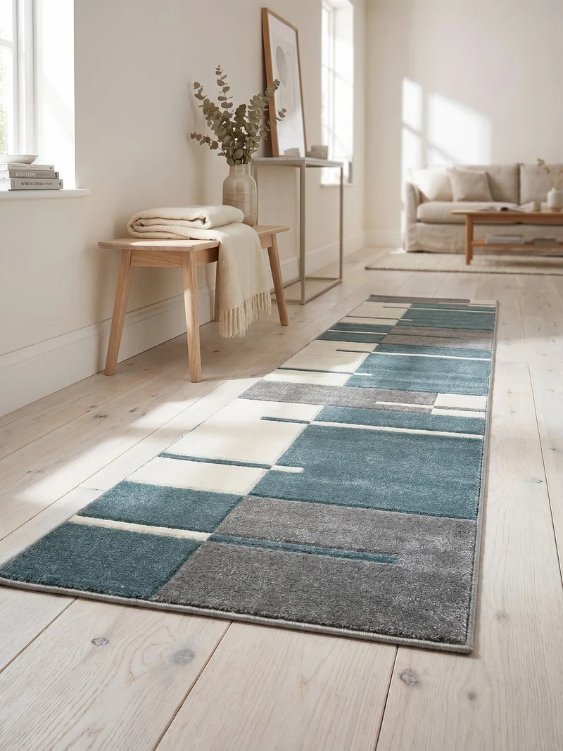 Kurzflor-Teppich Blockstreifen – Waschbar | Modernes Liniendesign | Handgearbeitete Konturen