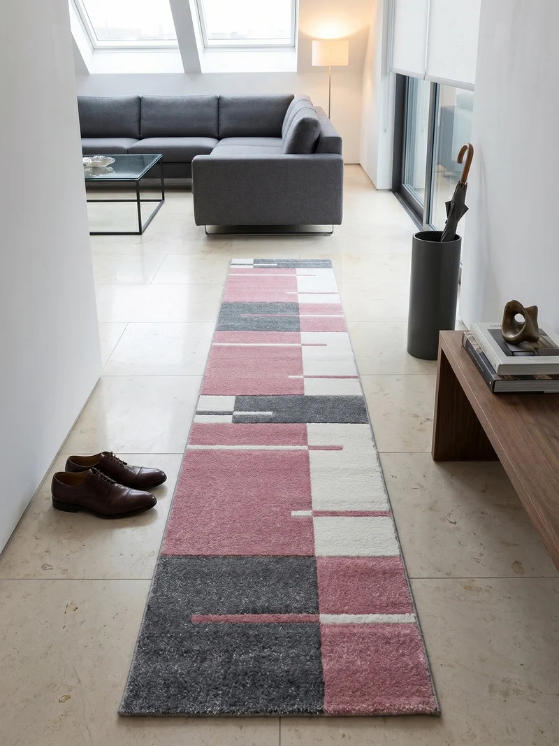 Kurzflor-Teppich Blockstreifen – Waschbar | Modernes Liniendesign | Handgearbeitete Konturen