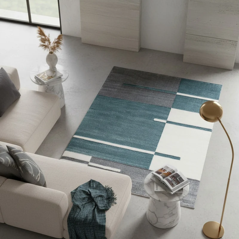 Kurzflor-Teppich Blockstreifen – Waschbar | Modernes Liniendesign | Handgearbeitete Konturen