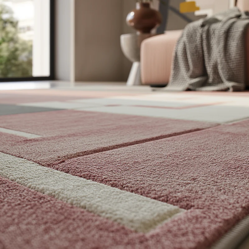 Kurzflor-Teppich Blockstreifen – Waschbar | Modernes Liniendesign | Handgearbeitete Konturen