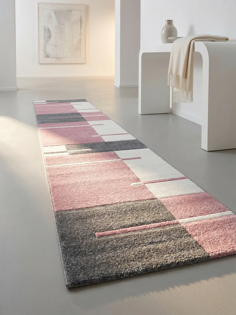 Kurzflor-Teppich Blockstreifen – Waschbar | Modernes Liniendesign | Handgearbeitete Konturen