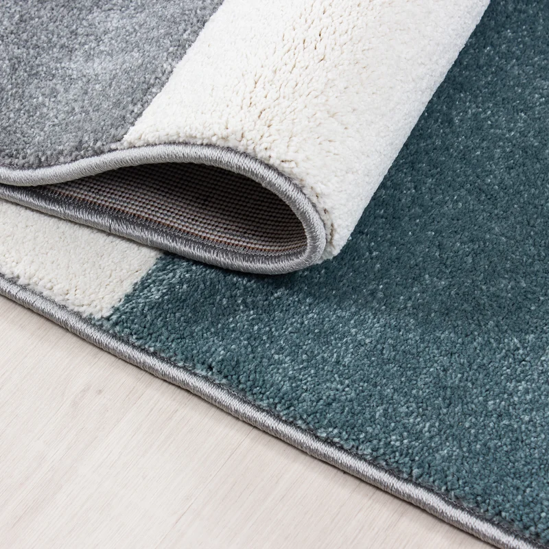 Kurzflor-Teppich Blockstreifen – Waschbar | Modernes Liniendesign | Handgearbeitete Konturen