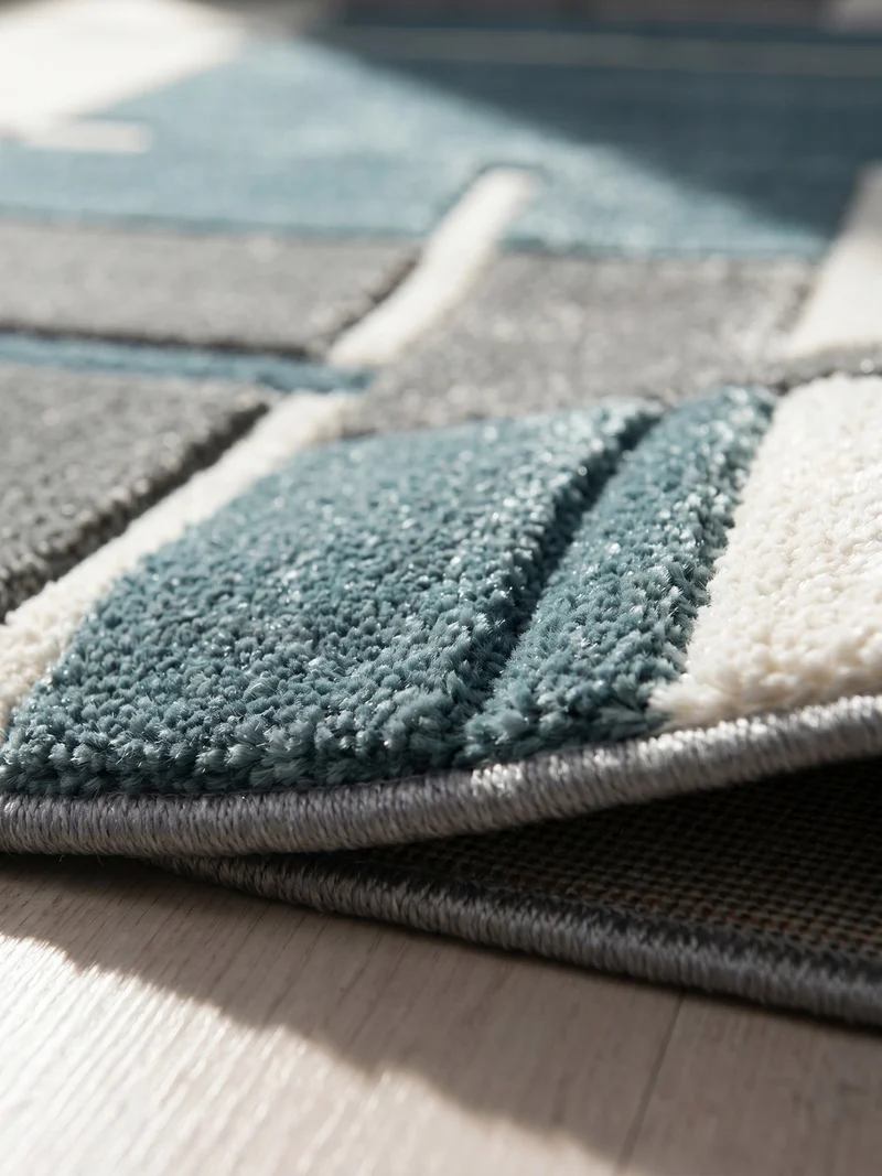 Kurzflor-Teppich Blockstreifen – Waschbar | Modernes Liniendesign | Handgearbeitete Konturen