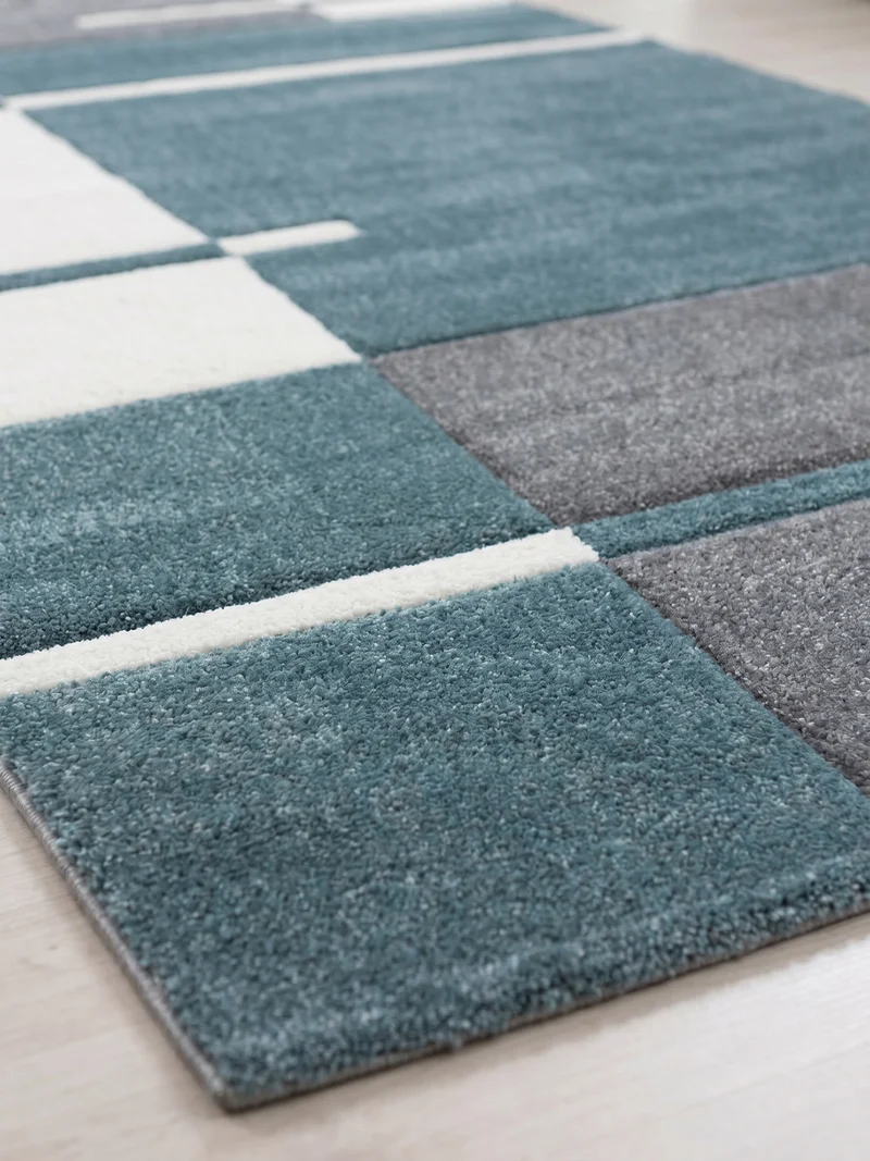 Kurzflor-Teppich Blockstreifen – Waschbar | Modernes Liniendesign | Handgearbeitete Konturen