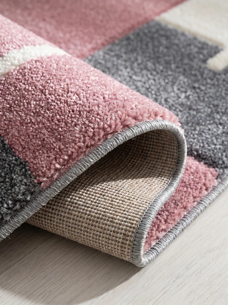 Kurzflor-Teppich Blockstreifen – Waschbar | Modernes Liniendesign | Handgearbeitete Konturen
