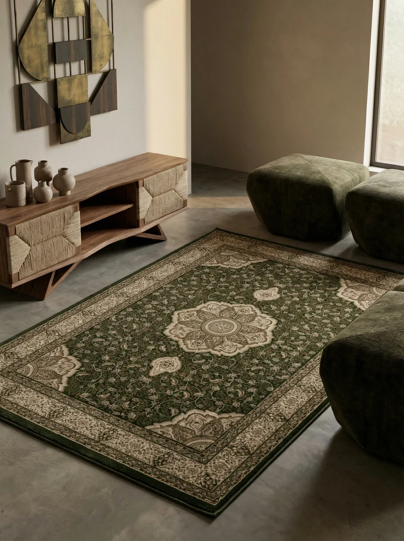 Kurzflor-Teppich Boho Vintage – Waschbar & Strapazierfähig | Heatset-Veredelung für Wolloptik