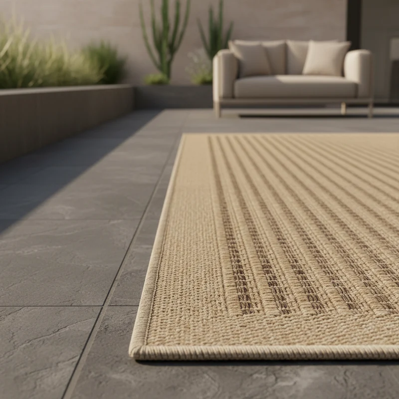 Outdoor-Teppich Feinstrick-Struktur – Waschbar | Dezente Weboptik für Terrasse
