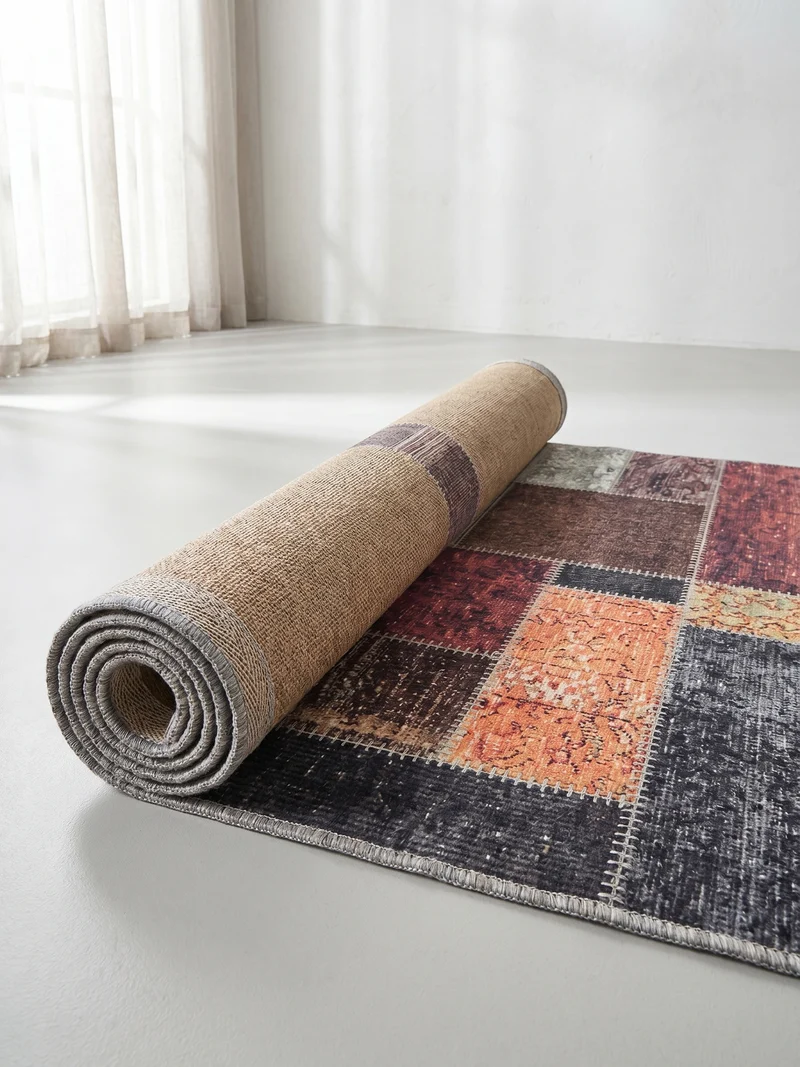 Flachgewebe-Teppich Vintage-Patchwork – Waschbar mit Kelim-Charakter