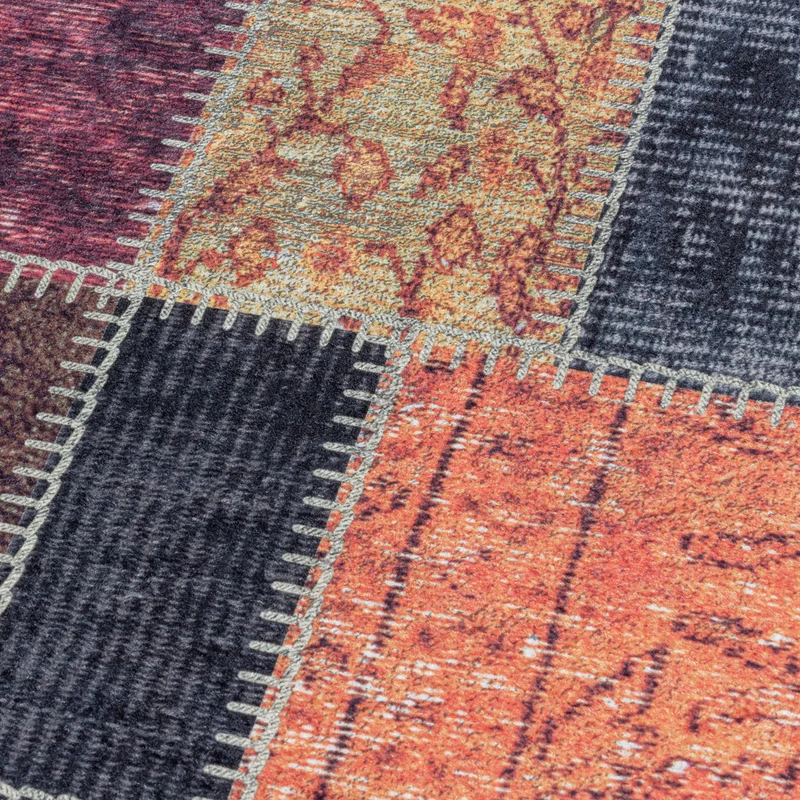Flachgewebe-Teppich Vintage-Patchwork – Waschbar mit Kelim-Charakter