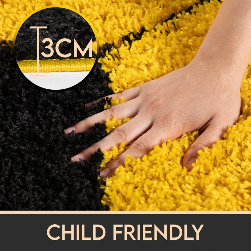 Kinderteppich Hochflor Fußball – Waschbar für Kinderzimmer