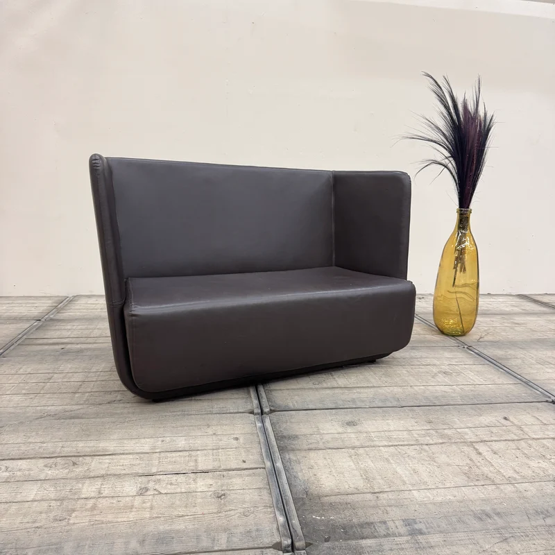 Softline Basket Sofa 2-Sitzer Dunkelbraun Leder Design Couch Gebraucht