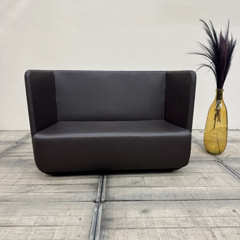 Softline Basket Sofa 2-Sitzer Dunkelbraun Leder Design Couch Gebraucht